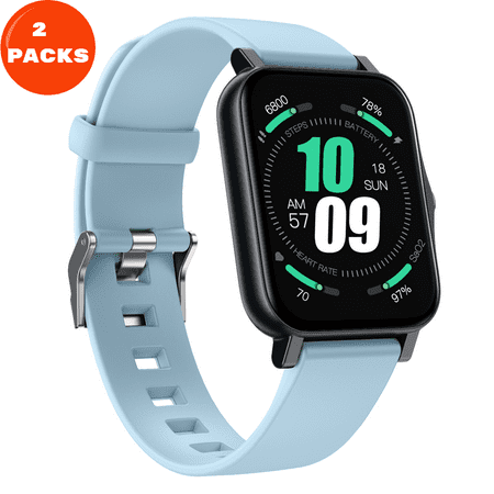 2 Packs Smart Watch  1.7 Inch Smartwatch for Android Phones and iOS Phones  Sports Fitness(Light Blue) Sale 3535