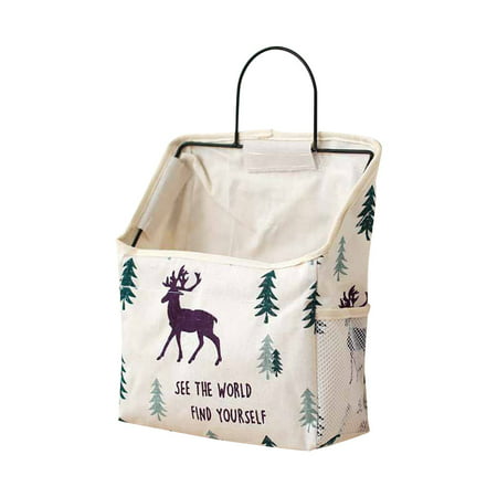 W&6755，Wall-Mounted Storage Bag Book Magazine Mobile Phone Holder Storage Bag with Hook，P#6755 GO7