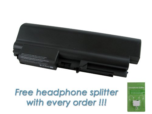 IBM Lenovo Thinkpad R61 7751 9-cell, 7800mAh Replacement Laptop Battery with FREE Headphone Splitter