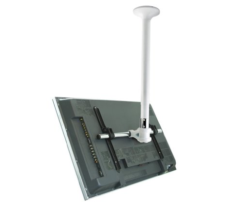 ATDEC TH-3070-CTW 30 to 70 Inches Telehook Flat Screen Large Display Ceiling Mount, White Pole