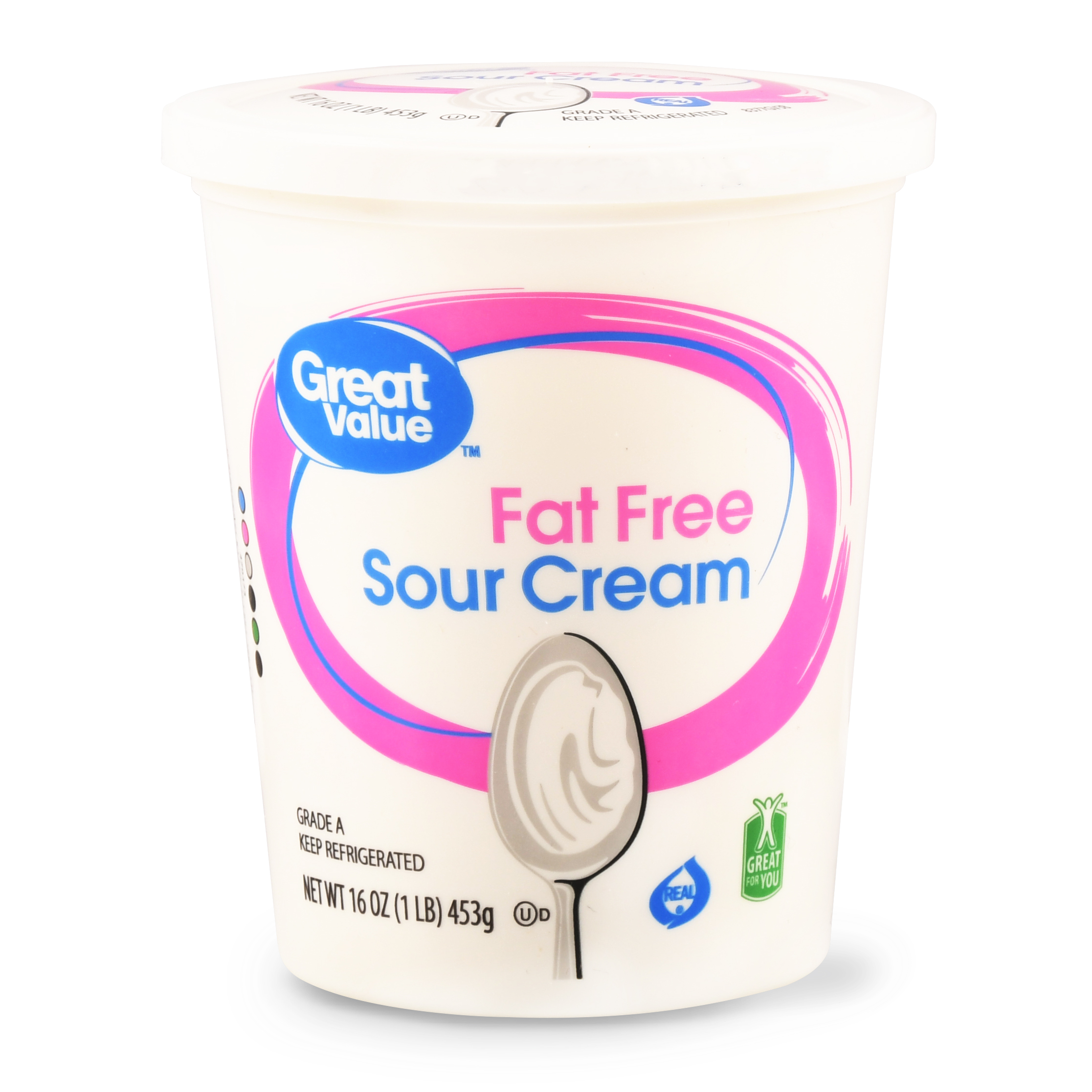 Great Value Grade a Fat Free Sour Cream, 16 Oz. Image