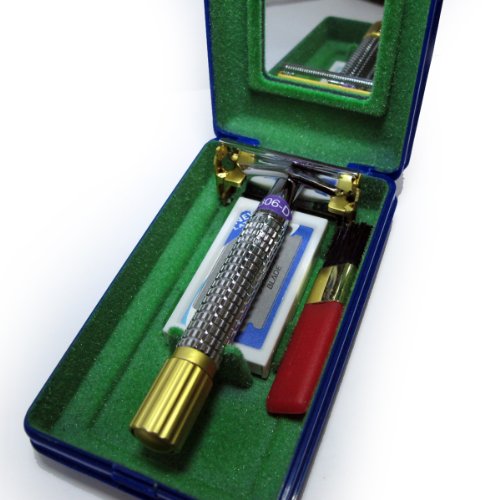 WEISHI 9306-ds Alluvial Gold Twist to Open Double Edge Safety Razor with 10 Blades.