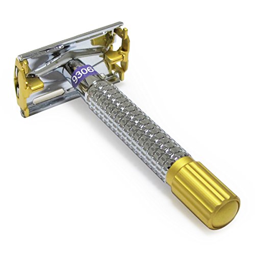 WEISHI 9306-ds Alluvial Gold Twist to Open Double Edge Safety Razor with 10 Blades. thumbnail