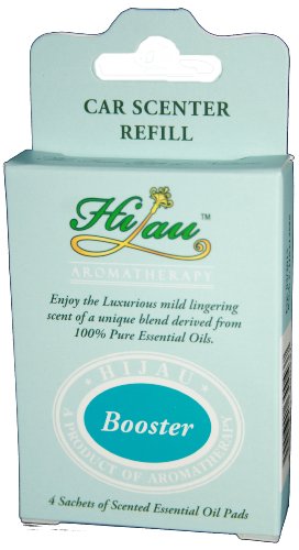 Natural Car Air Freshener - BOOSTER Aromatherapy Blend (Sweet Basil, Lemon) - 5 Scented Refill Pads - 100% Pure Essential Oil