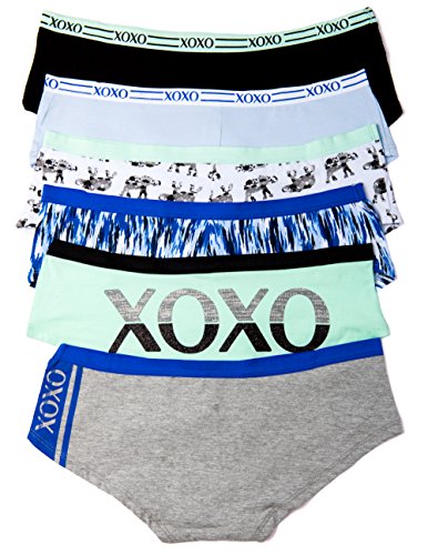 XOXO Juniors 3 or 6 Pack Cotton Boy Short Panties in Fun Prints (Medium, 6PK:Elephant/Royal/Mint)