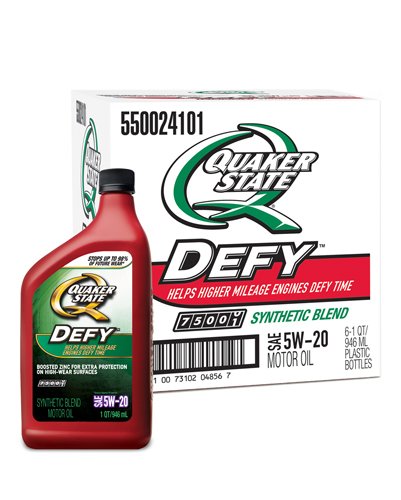 Quaker State 550024101-6PK 5W-20 Defy High Mileage Synthetic Blend Motor Oil - 1 Quart (Pack of 6)