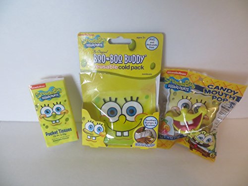 Spongebob Boo Boo Buddy Dry Your Tears Set - Lip Ring Pop, Tissues + Cold Pack Recommended Age 3 Yrs. +