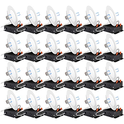 Sunco Lighting 24 Pack 4 Inch Ultra Thin LED Recessed Ceiling Lights Slim, 2700K Soft White, Dimmable 10W=60W, 650 LM, Smooth Trim Damp Rated, Canless