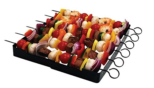 2 Brinkmann 9021 Shish Kabob Set and 1 Weber 6494 12-inch 3-sided Grill Brush BBQ Bundle thumbnail