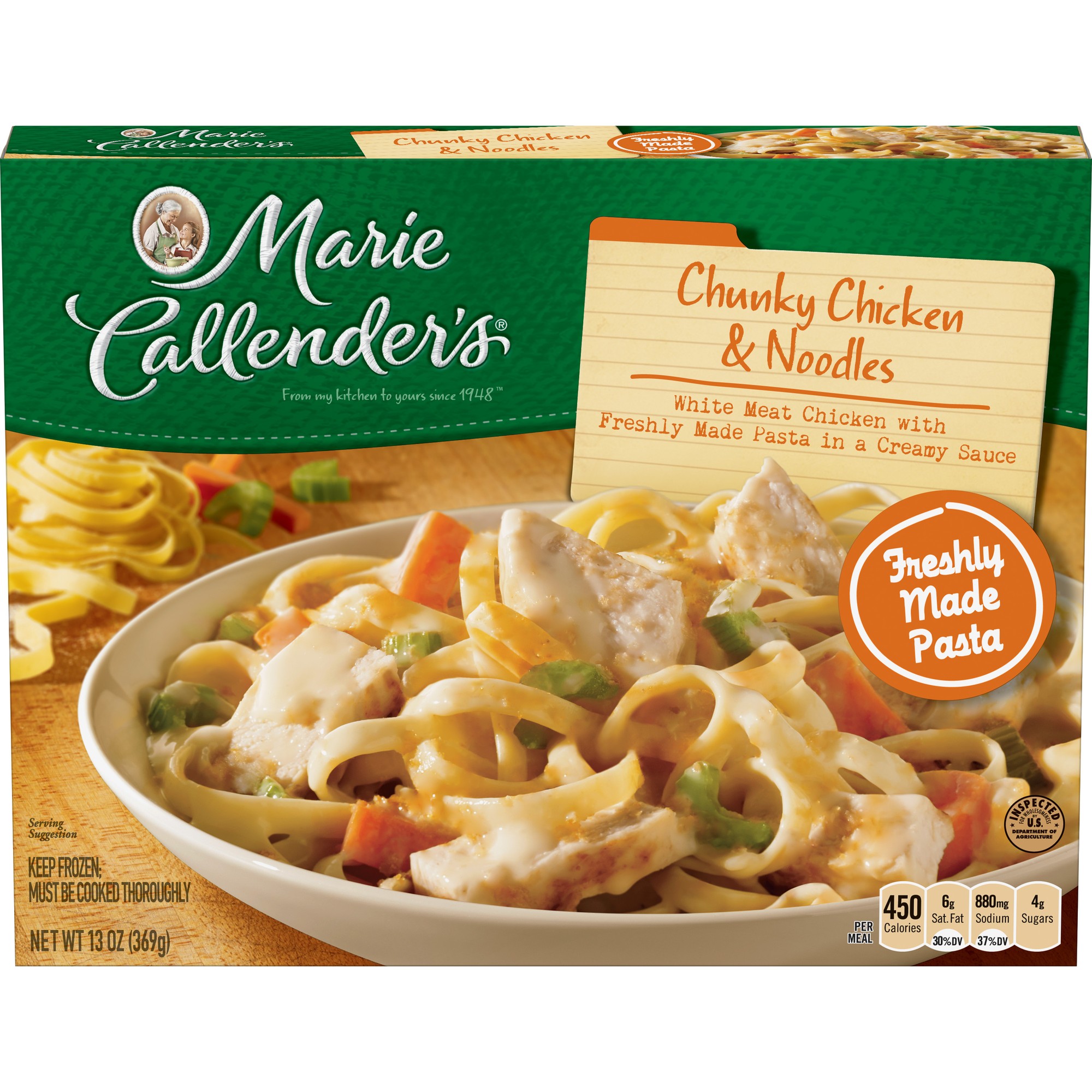 Diet info for MARIE CALLENDERS Chunky Chicken And Noodles Dinners, 13 ...