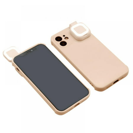 Fitup Flashlight Selfie Ring Light up Pop LED iPhone 13/13Pro/13Pro Max Case Ring Light Modes Luminous Rechargeable Flip Cover for Women Pink