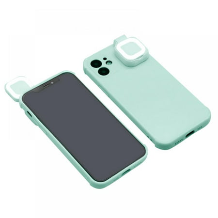 Fitup Flashlight Selfie Ring Light up Pop LED iPhone 13/13Pro/13Pro Max Case Ring Light Modes Luminous Rechargeable Flip Cover for Women Green