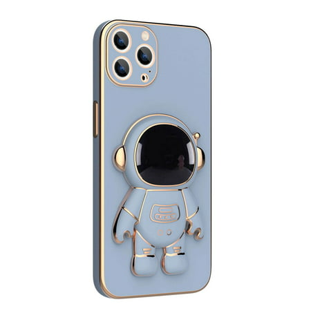 MIANHT 3D Plating Astronaut Hidden Stand Case Cover Cute Astronaut Stand Phone Case for iPhone 12Pro TPU Cover - 2022 3D Plating Astronaut T-#11808