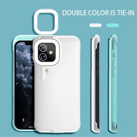 Miximx NEW for iPhone 12 /12Pro LED Fill-Light Mobile Phone Case with Selfie Ring Light - Electronic Product for Gifts NEW for iPhone a-a#4542