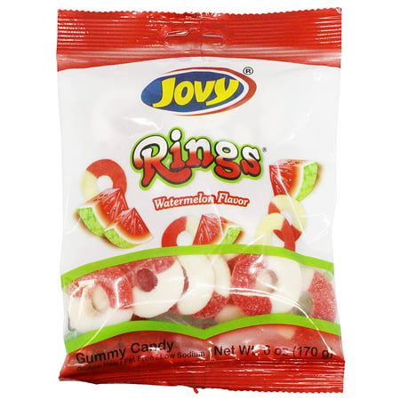 Jovy Watermelon Gummy Rings Mexican Candy (1 X 6 Oz. Bag)