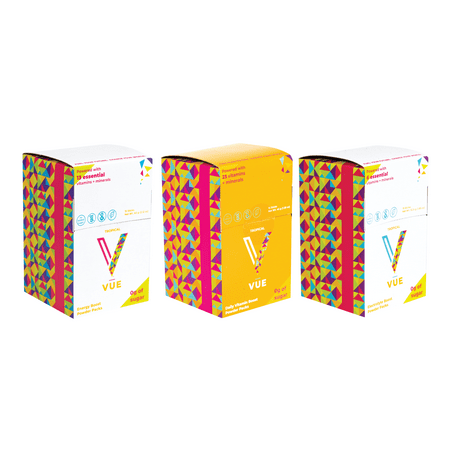 VUE Complete Performance Drink Mix Packets  Vitamin Powder for Water  Tropical Flavor  15 Packets of Each Immunity Boost  Energy Boost  and Electrolyt