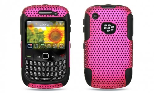 Apex Hybrid Case for BlackBerry Curve 8520 8530 / Curve 3G, Black & Hot Pink