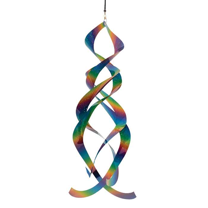 In the Breeze 4890 — Rainbow Whirl Spin Quartet — Mylar Wind Spinner — Humane Animal Deterrent for Gardens