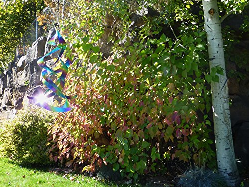 In the Breeze 4890 — Rainbow Whirl Spin Quartet — Mylar Wind Spinner — Humane Animal Deterrent for Gardens thumbnail