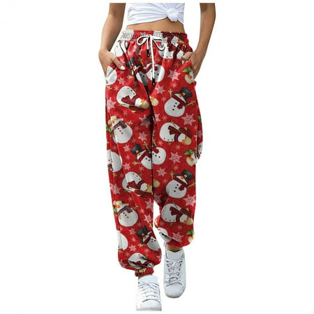 Gym Leggings for Women with Pockets Womens Athletic 8835 Christmas Ladies Straight Print Casual Sports Sweatshirt Long Pants Women Pants High Waist Sp
