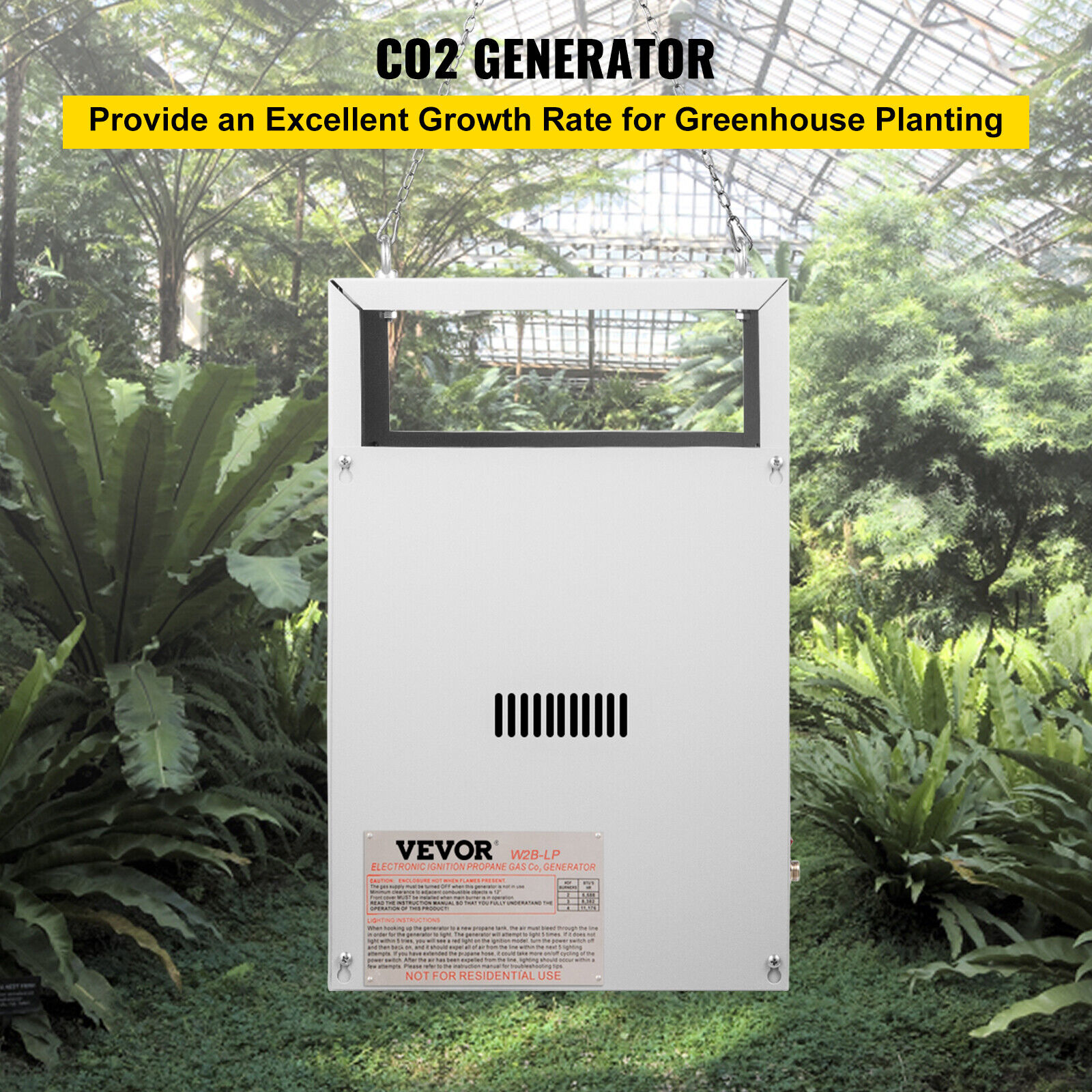 VEVOR CO2 Burner, 2 Brass Burner CO2 Generator for Plant, Liquid Propane LP Carbon Dioxide Generator, 5588 BTU/Hr, Built-in Electronic Ignition, for G thumbnail