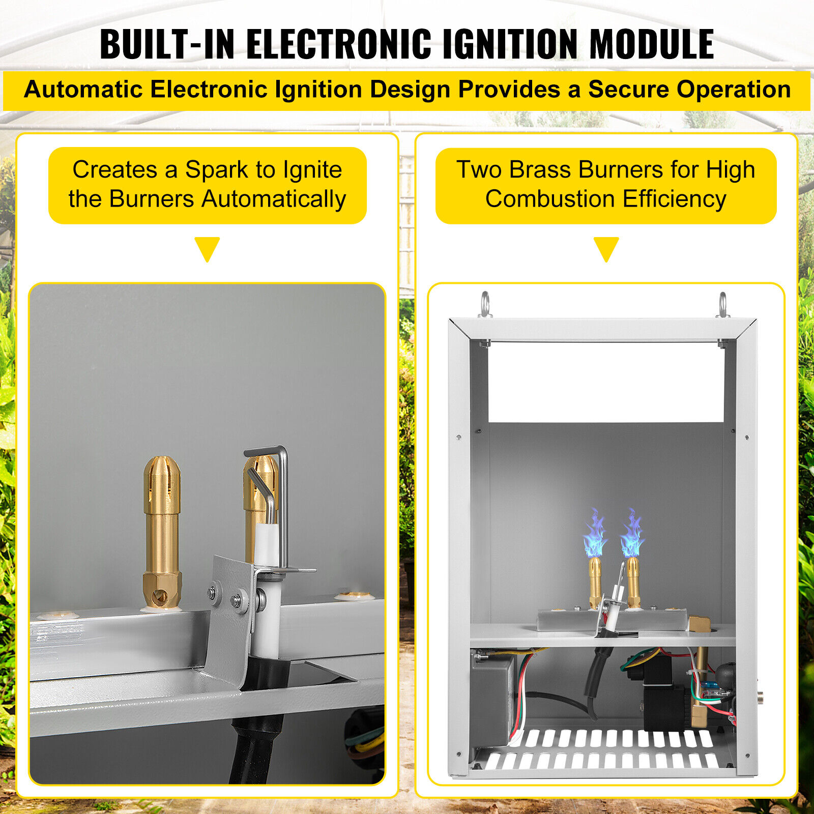 VEVOR CO2 Burner, 2 Brass Burner CO2 Generator for Plant, Liquid Propane LP Carbon Dioxide Generator, 5588 BTU/Hr, Built-in Electronic Ignition, for G thumbnail