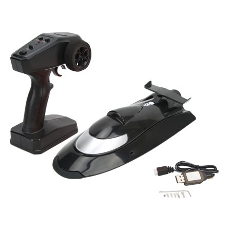 RC Boat  30 Km/H Crash Resistant Multifunction 2.4GHz Wireless Waterproof Remote Control Speed Boat for Kids for Adults for Sailing Game Black