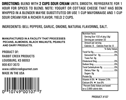 Rabbit Creek Products Roasted Garlic and Red Bell Pepper Vegetable Dip Mix, 0.9 Ounce (Pack of 12) thumbnail