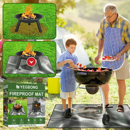 Usupdd Round Fireproof Mat Barbecue Mat Stove Mat to Prevent High Temperature from Damaging the Grass FloorUsupdd WBB220811-5075