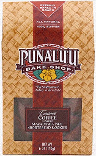 PUNALU'U BAKE SHOP, MACADAMIA NUT SHORTBREAD COOKIES, COFFEE