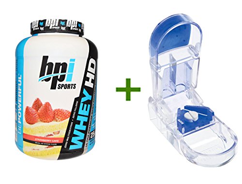 Best BPI Sports, Whey HD, Ultra Premium Whey Protein Powder, Strawberry Cake, 4.5 Lbs (2,040 G), Apex, Ultra Pill Splitter