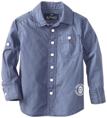Buffalo Little Boys' S-Mark Button-Down Shirt,  Wax Blue,  6 thumbnail