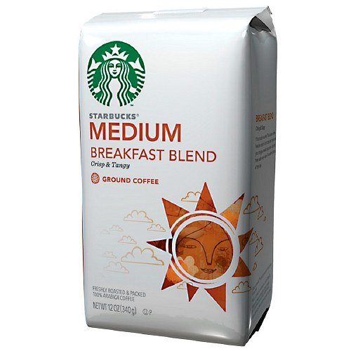 Starbucks Medium Roast, Breakfast Blend, Ground 12 Oz (Pack of 6)