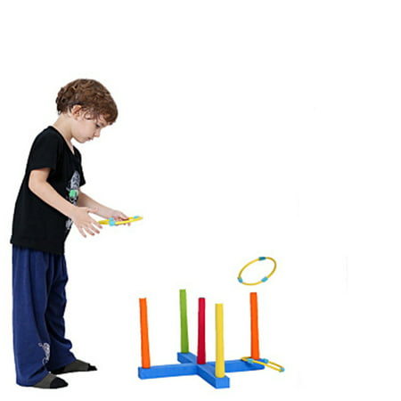 Allasfun Hoop Ring Toss Plastic Ring Toss Quoits Garden Game Pool Toy Outdoor Fun Set New SA9