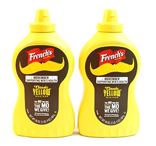 French's Classic Yellow Mustard, Special Edition Bottle, Movember Mustache, 20 Oz, Pack of 2