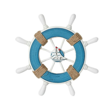 Zpjjj4#4875 Nautical Wooden Ship Sailboat Steering Wheel Fishing Net Home Decor 9Inch P#4875 AX5