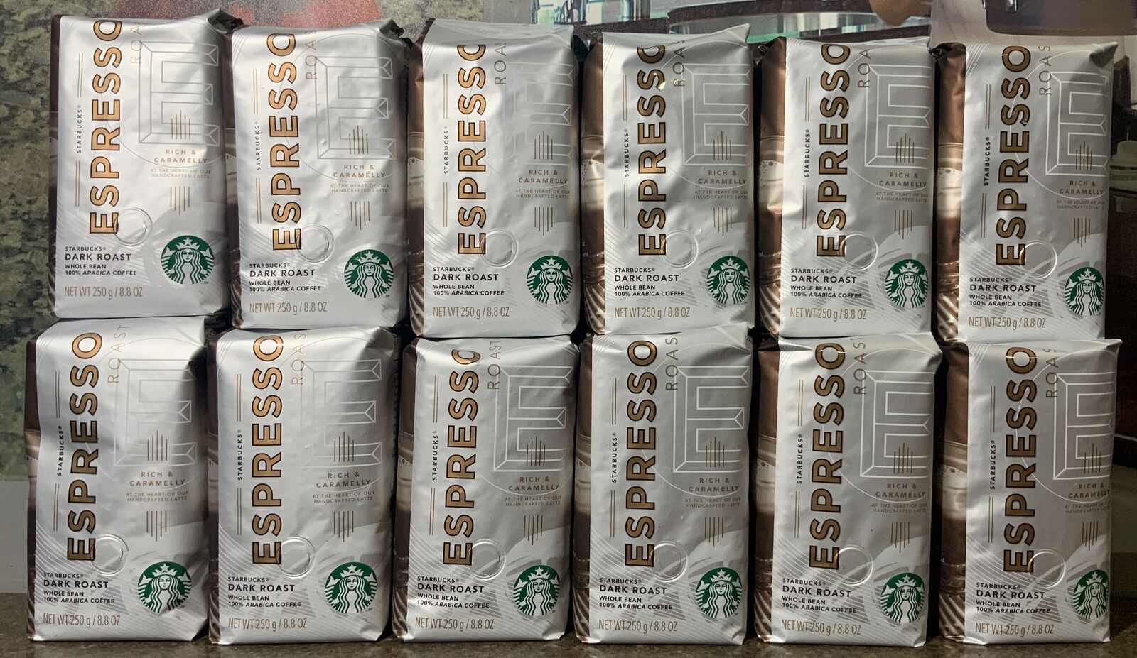 Starbucks (12 Pack) Espresso Roast 8.8oz Dark Roast Whole Bean Coffee Bags!