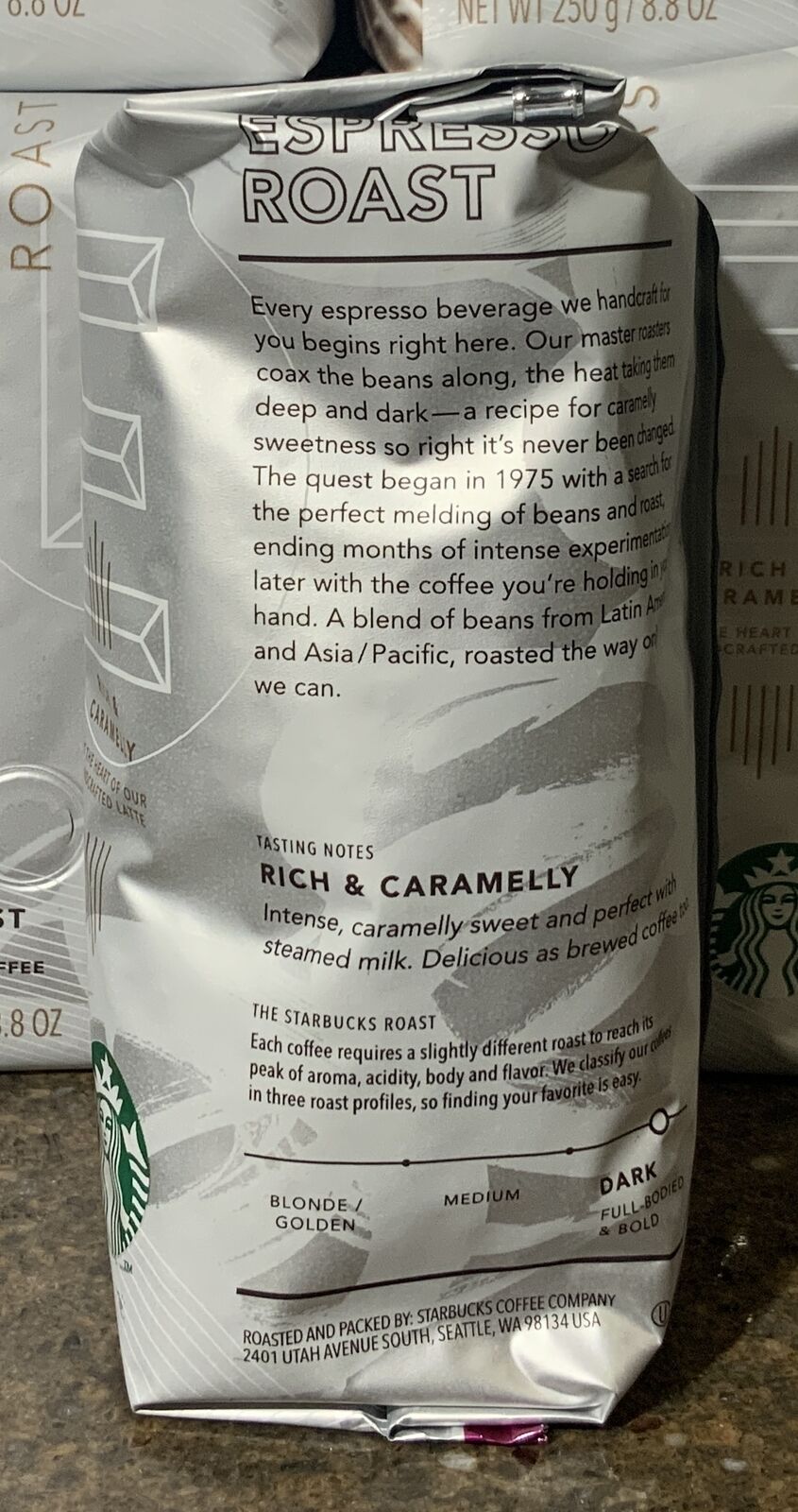 Starbucks (12 Pack) Espresso Roast 8.8oz Dark Roast Whole Bean Coffee Bags! thumbnail