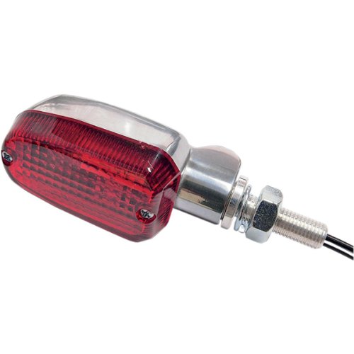 K&S Technologies Polished Aluminum Market Lights - Oblong with Red Lens - Single Filament 25-8306