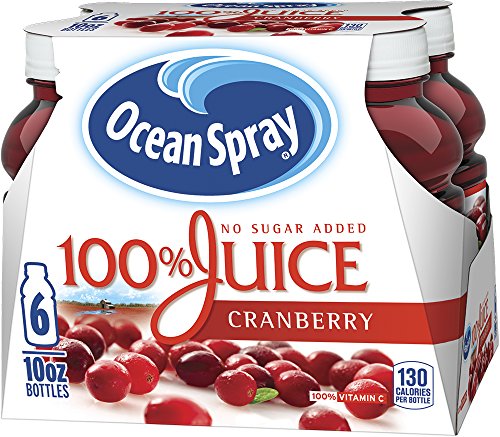 Ocean Spray 100% Juice, Cranberry Juice, 10 Ounce Bottle (Pack of 6)