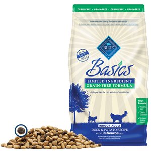 Blue Buffalo Basics Grain Free Adult Indoor Cat Duck and Potato Recipe Dry Food -5 Lb
