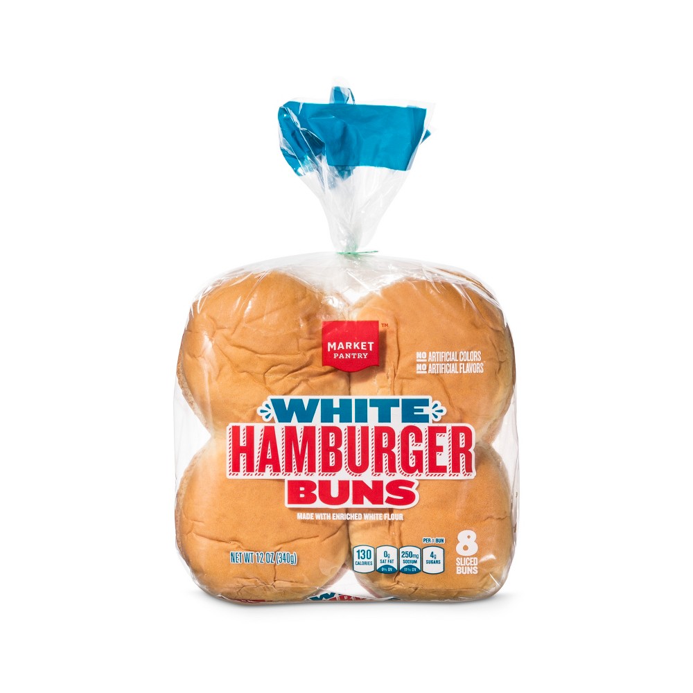 Market Pantry, White Sliced Hamburger Buns Image