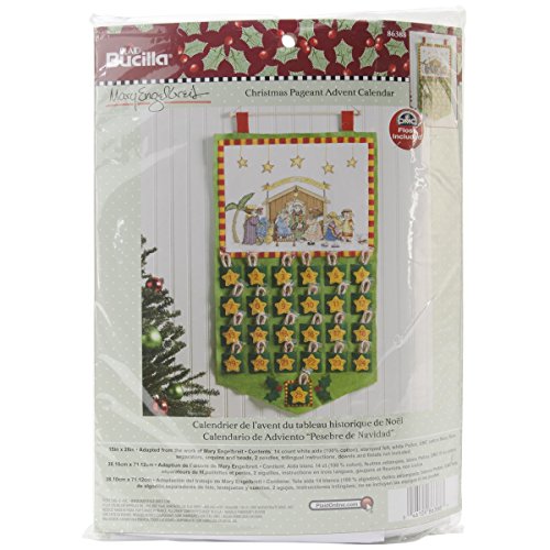 Bucilla Mary Engelbreit Counted Cross Stitch/Felt Appliqu} Home Decor by Plaid  Christmas Pagent Advent Calendar  15  X 28