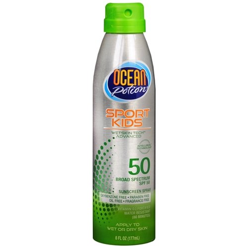 Ocean Potion Suncare Sport Kids Continuous Spray, SPF 50 with Intelliseal 6 Fl Oz