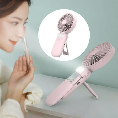 Miximx Mirror Desktop Fan Portable LED Light Mirror Handheld Small Fan Household - New Novel Mirror Desktop Fan LTZ#23310