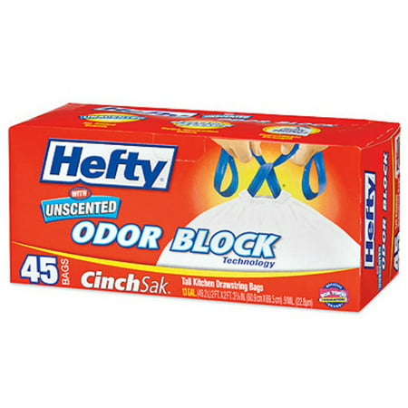 Hefty E8-6755 Cinch-Sak Plastic Kitchen Bag  13 Gallon  45-Count  0.90 Mil  Each