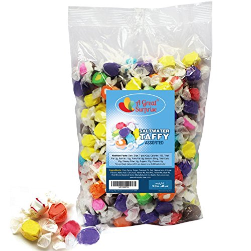 Salt Water Taffy 10 Assorted Gourmet Flavors, 3 LB Bulk Candy thumbnail