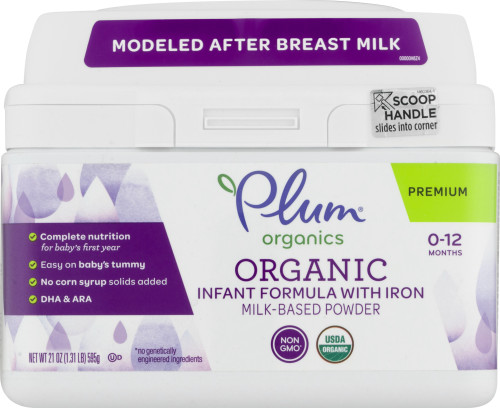 Plum Organics Infant Formula W/Iron Milk Based Powder -- 21 Oz