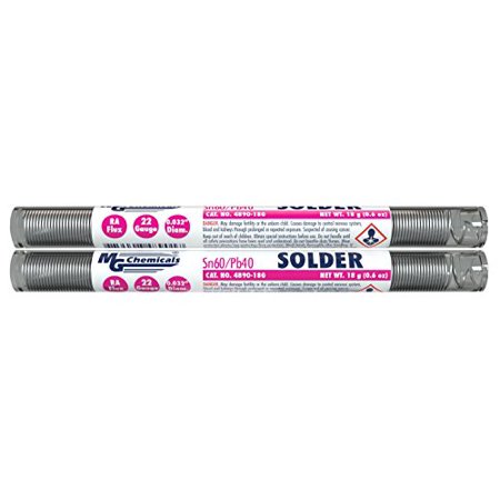 MG Chemicals 4890 60/40 Rosin Core  Leaded Solder Wire Pocket Pack  0.81mm/0.032  Dia. 2 Pocket Packs