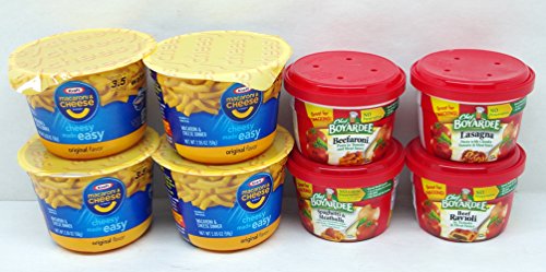 Heat & Serve Kraft Macaroni & Cheese and Chef Boyardee Beefaroni, Beef Ravioli, Spaghetti & Meatballs and Lasagna Bundled Combination